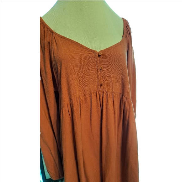 Umgee Dress Coral Loose Fitting Long Sleeve Linen Blend. Size Small - Picture 7 of 9